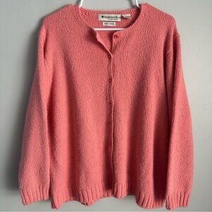 2x Pink hand loomed cardigan button up sweater womens 2xl knitted appleseeds